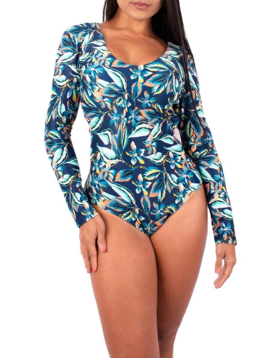 Mujer Enterizos Trajes BaÃ±o Manga Larga Traje De Baño Enterizo