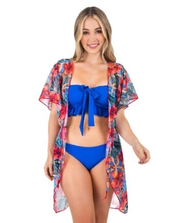 Salida de baño tipo kimono en tull estampado TDL10061007