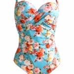 Vestido de baño enterizo con control de abdomen estampado floral azul