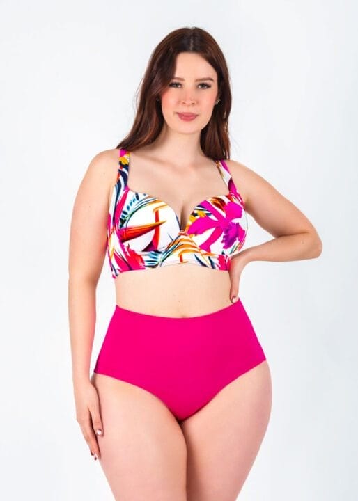 Vestido de baño dos piezas para gorditas fucsia