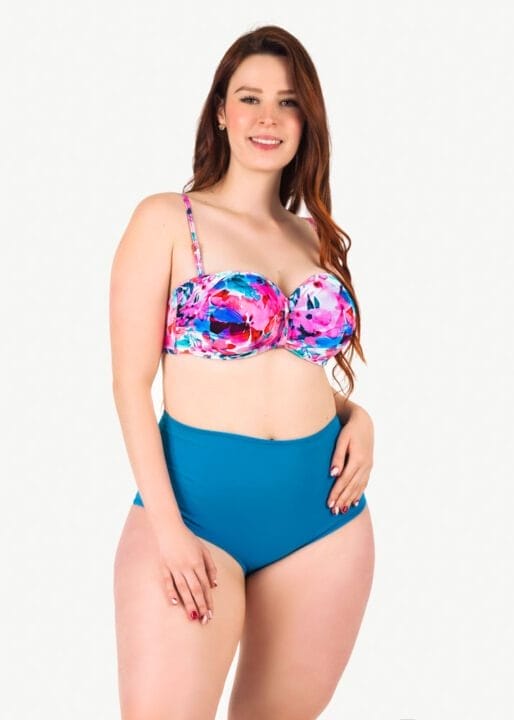 Vestido de baño dos piezas para gorditas azul