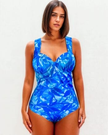 Vestido de baño enterizo con control de abdomen estampado azul