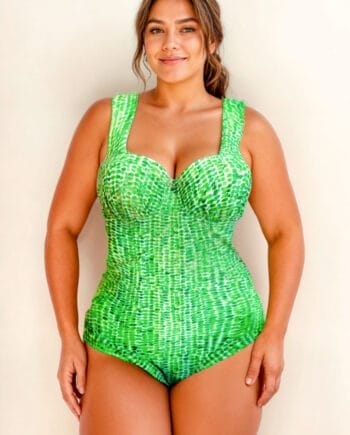 Vestido de baño enterizo con control de abdomen estampado verde