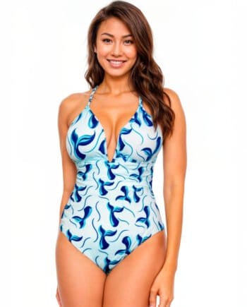 Vestido de baño entero estampado con copas en espuma y espalda ajustable