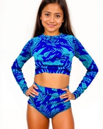 Vestido de Baño Niña Estampado Azul Rey | Crop Top Manga Larga UPF50+ + Panty | Match Familiar (copia) (copia)