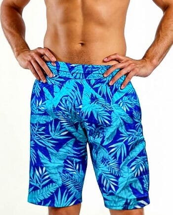 Pantaloneta de baño para hombre con estampado de hojas azules | Match Familiar