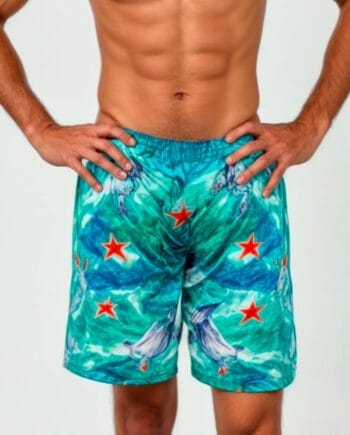 Pantaloneta de baño para hombre con estampado azul marino | Match Familiar