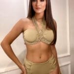 Vestido de Baño Strapless Dorado con Macramé