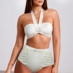 Vestido de Baño Strapless Marfil