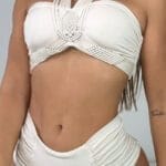 Vestido de Baño Strapless Marfil