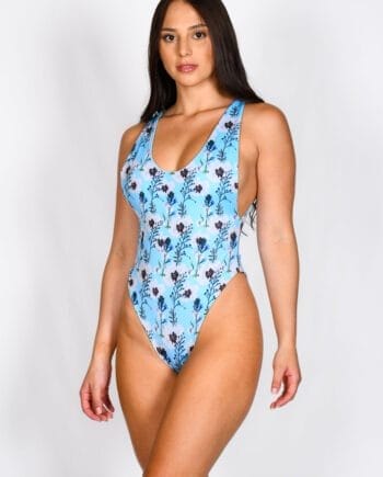 Vestido de Baño Enterizo Juvenil Azul | Talle Alto + Realce Cola | Compras Colombia