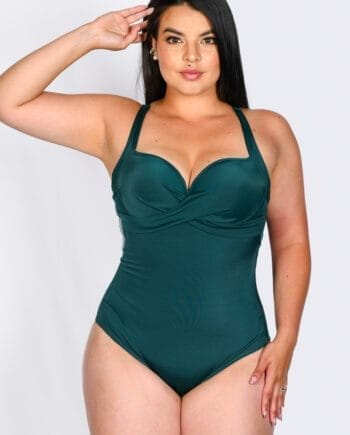 Vestido de Baño Enterizo Verde Control Abdomen + Realce + Varilla | Clásico y Soporte