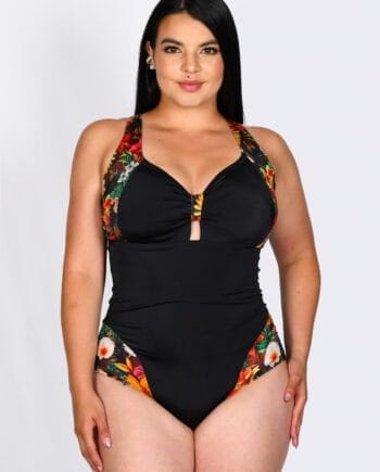 Vestido de Baño Entero Negro Tallas Grandes | Copas Espuma + Soporte Firme | Elegancia y Confort