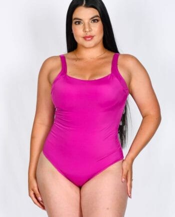 Vestido de Baño Enterizo Fucsia Mujer con control abdomen | Realce + Tiras Ajustables