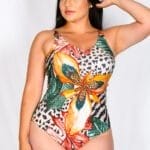 Vestido de Baño Enterizo Mujer Estampado Exótico Floral y Animal Print