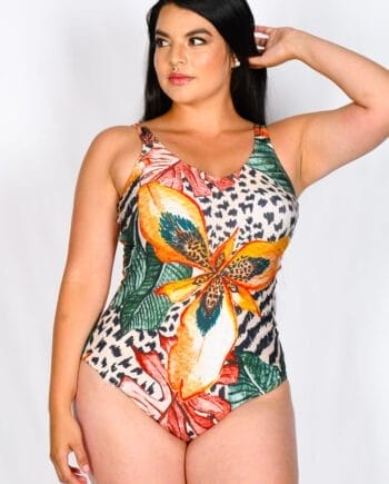 Vestido de Baño Enterizo Mujer Estampado Exótico Floral y Animal Print | Elegante y Tendencia