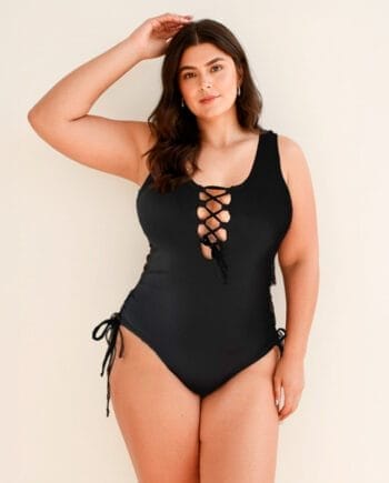 Vestido de baño entero negro con largo ajustable