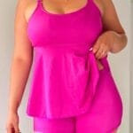vestido de baño tankini fucsia