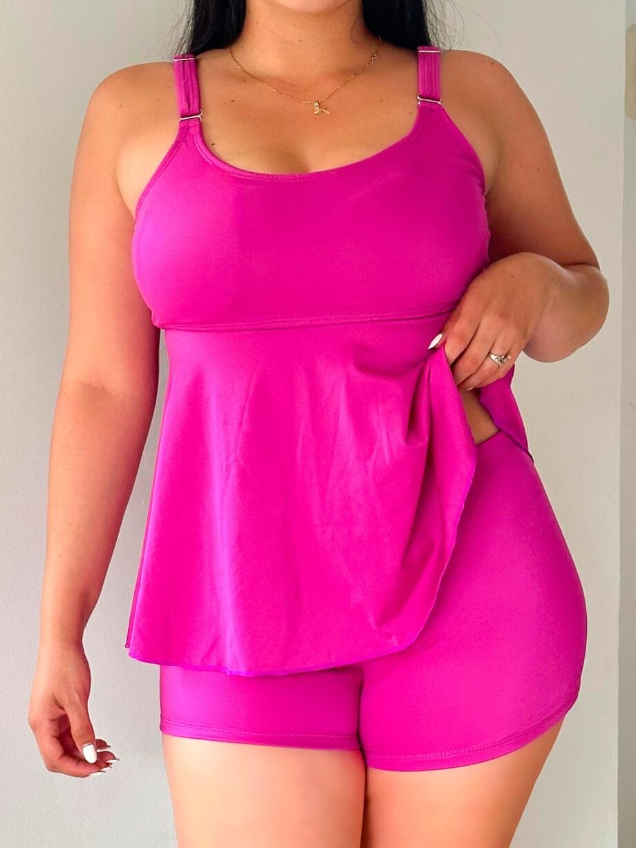 vestido de baño tankini fucsia